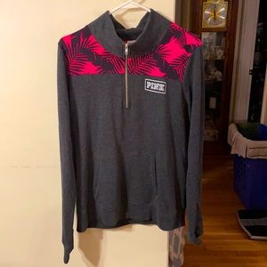 Grey and Hawaiian PINK VS 3/4 Zip Pullover sweatshirt